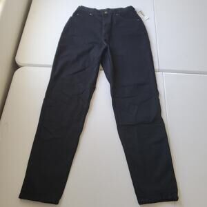 L.L.Bean Jeans Womens 10 Tall Black Flannel Lined Straight High Rise 32 Inseam